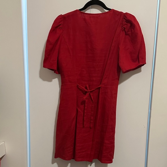 Reformation Red Button-Front V-Neck Mini Dress - Picture 5 of 5